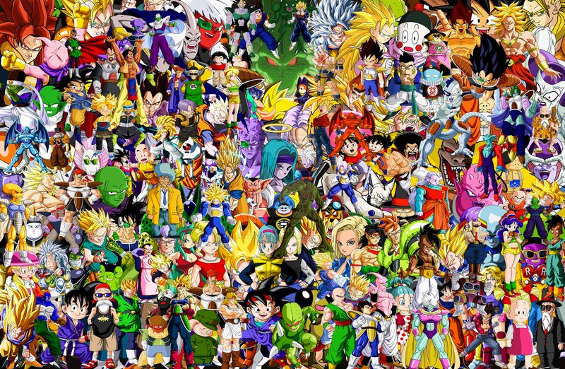 Dragon Ball Characters Collage — Yellow