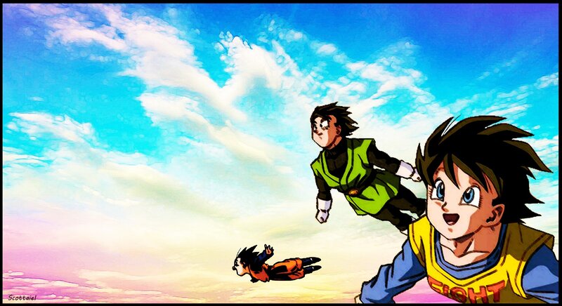 Dragon Ball characters flying