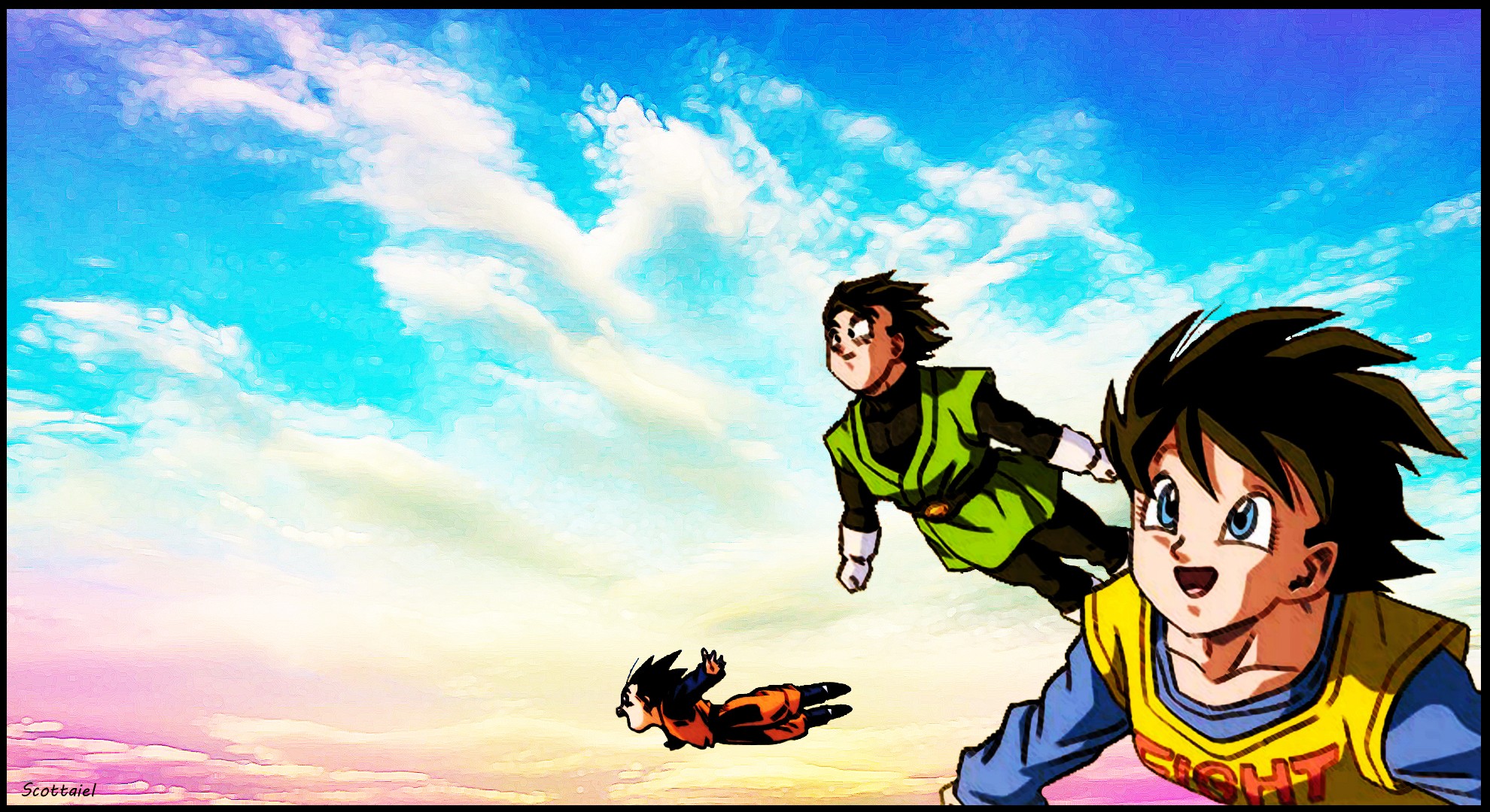 Dragon Ball characters flying