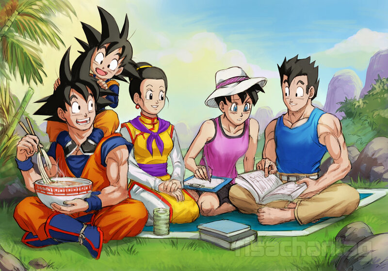 Dragon Ball characters on picnic