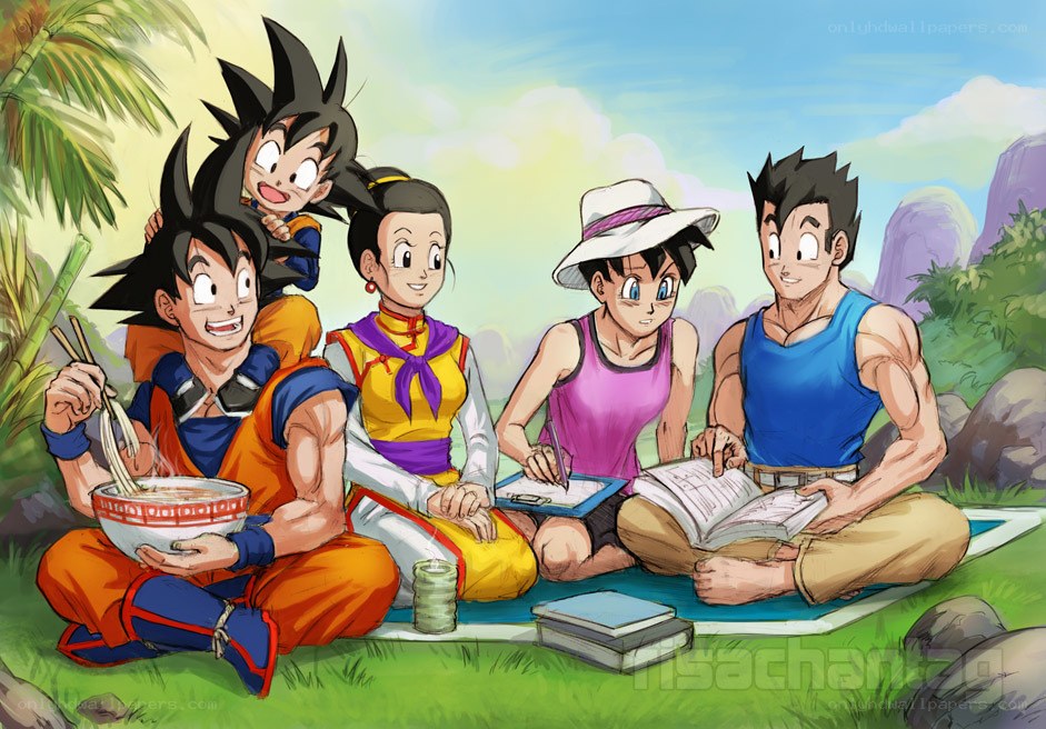 Dragon Ball characters on picnic