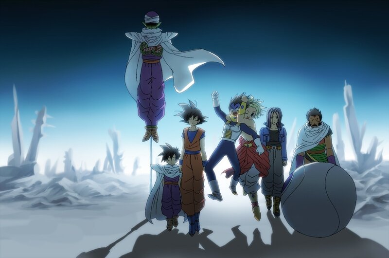 Dragon Ball Z characters on a snowy planet