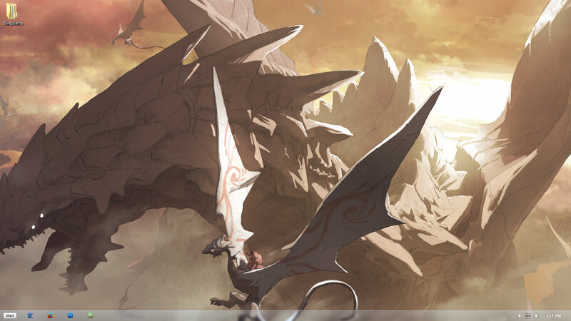 dragon battle at sunset