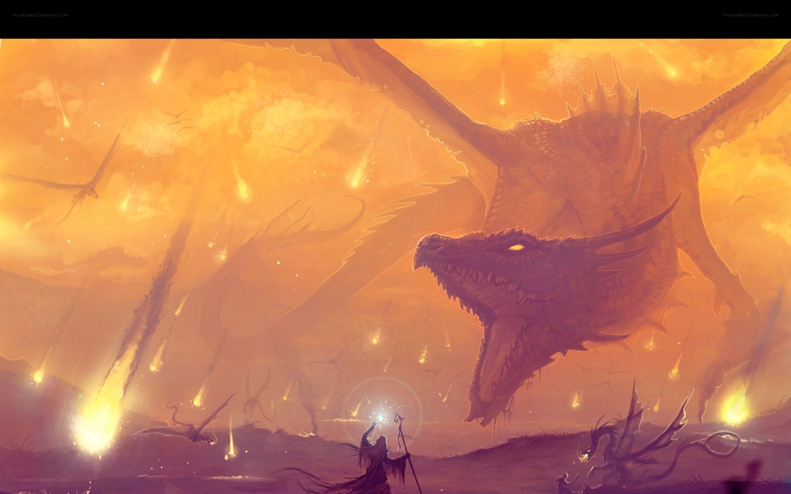 dragon battle at sunset
