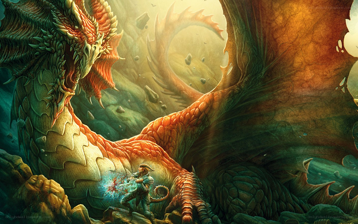 dragon battle in cavern
