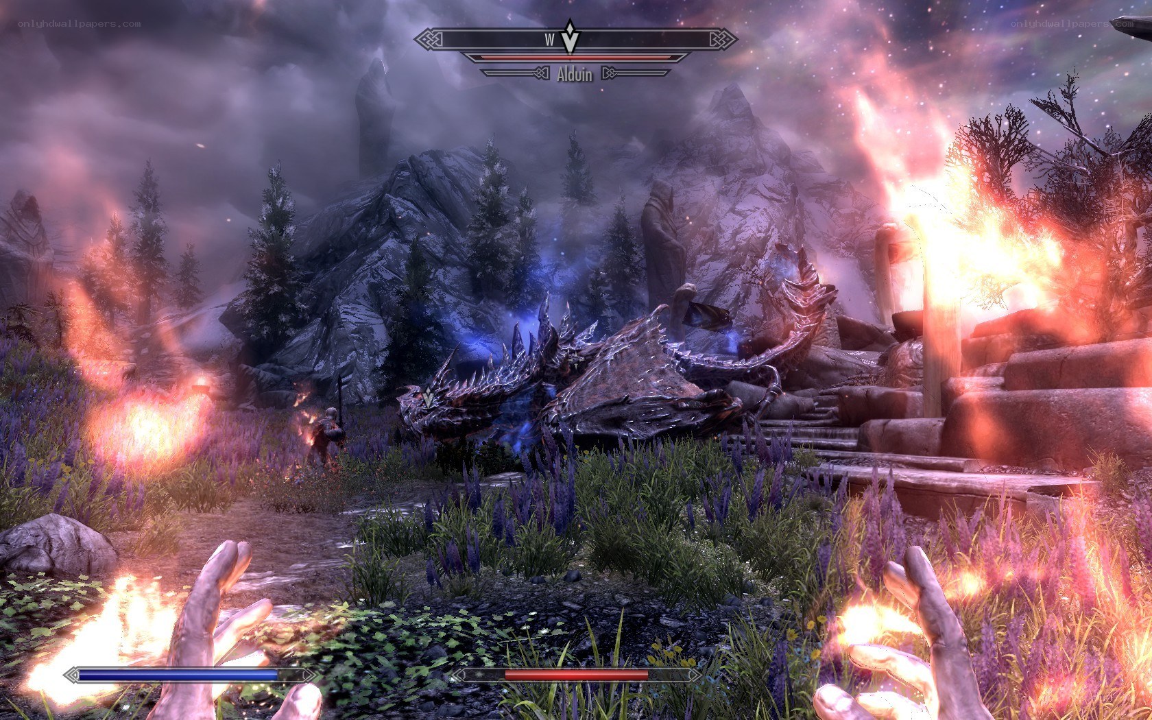 dragon battle in skyrim