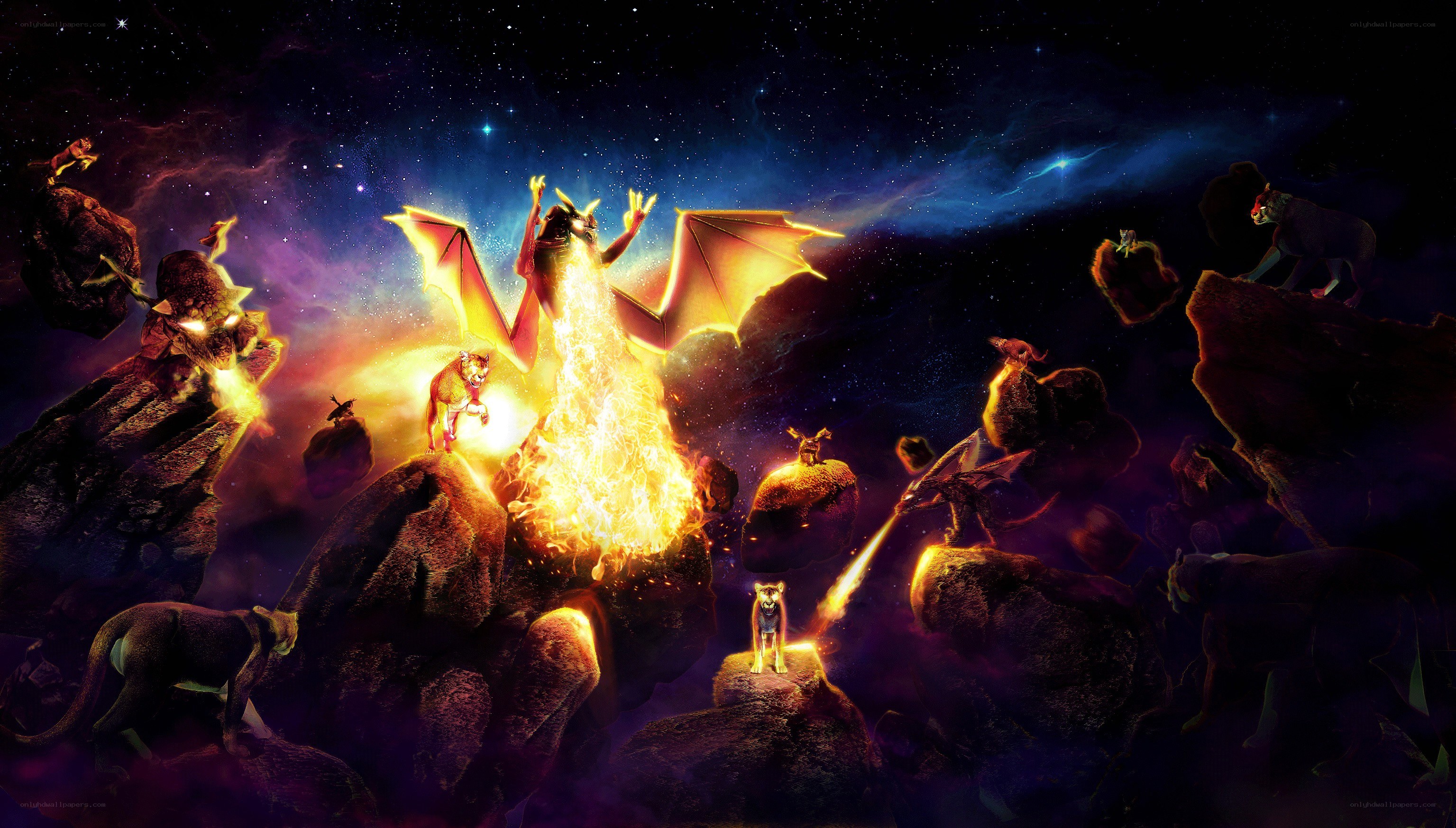 dragon battle in space