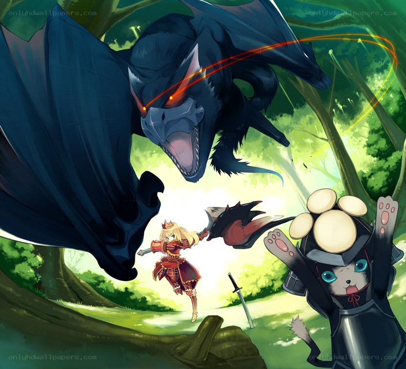 Dragon battle in the forest