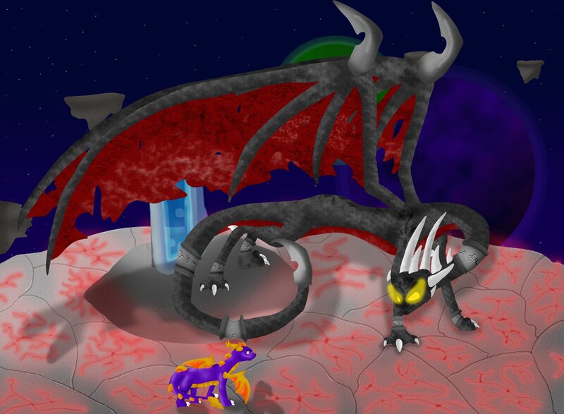 Dragon battle on alien planet