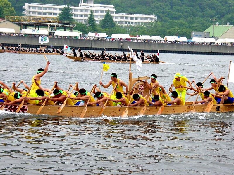 Dragon boat race on a river