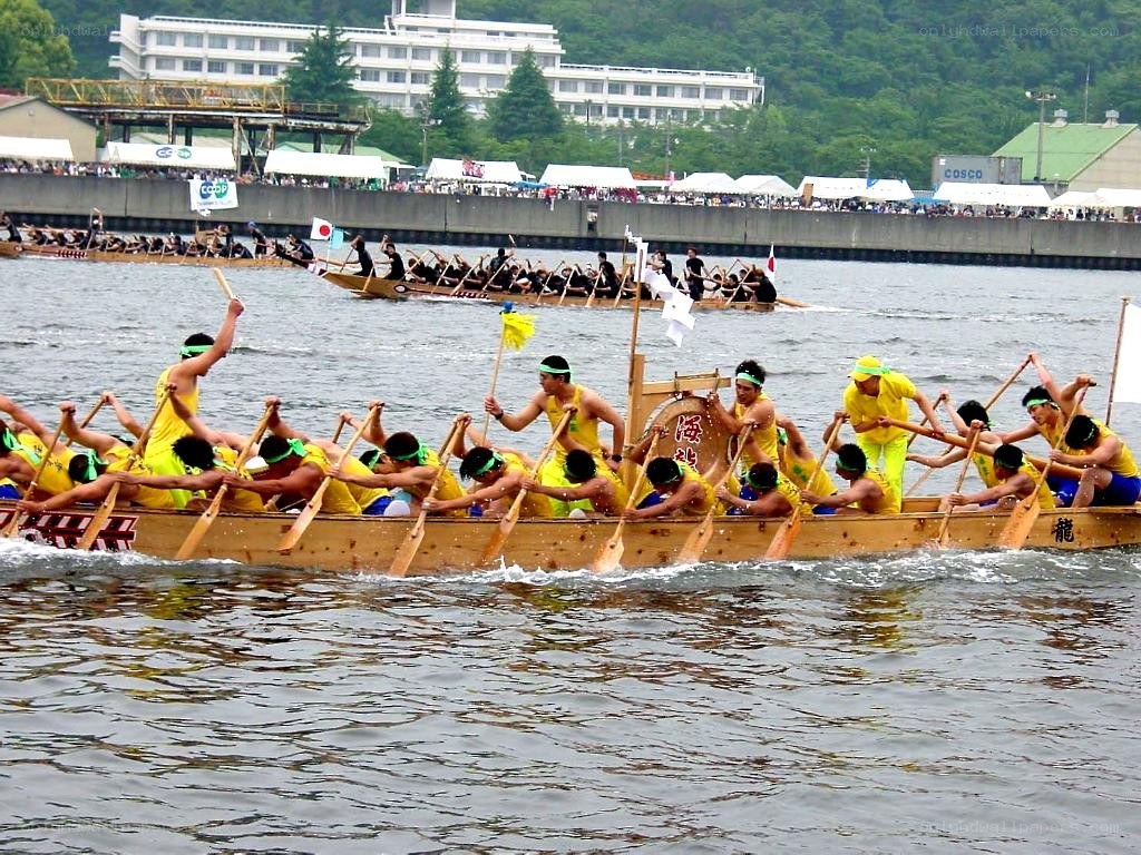 Dragon boat race on a river