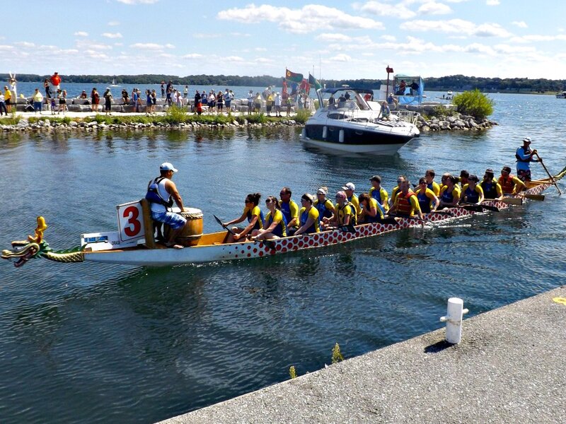 Dragon Boat Team — Blue, Active, Afternoon, Photograph, Crowd