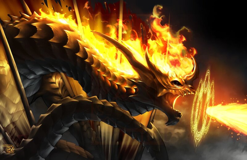 dragon breathing fire