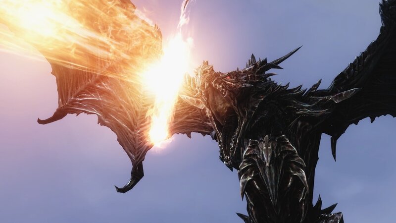 Dragon Breathing Fire — Black, Dramatic, Sunset, 3d Render