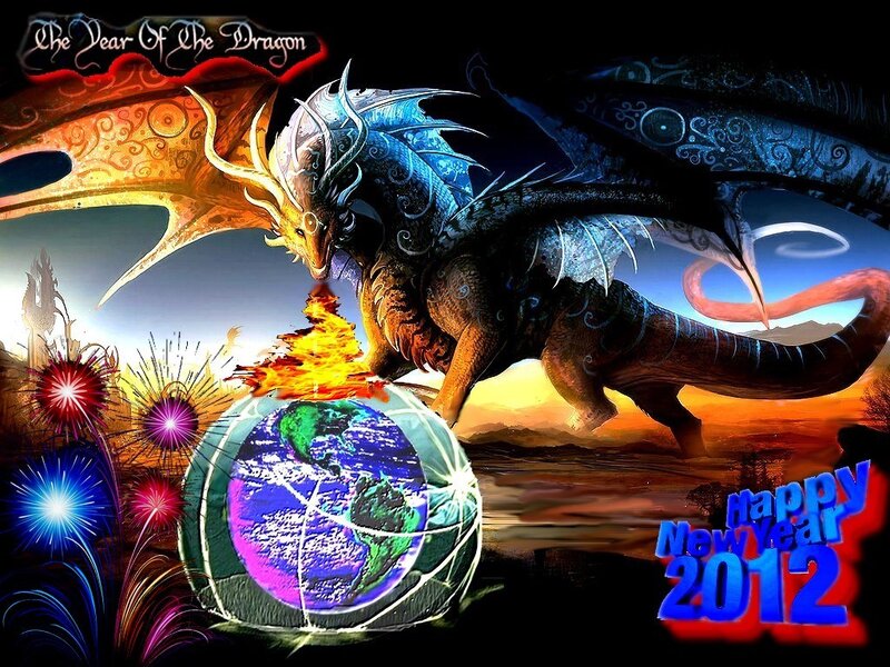Dragon Breathing Fire — Blue, Dramatic, Sunset