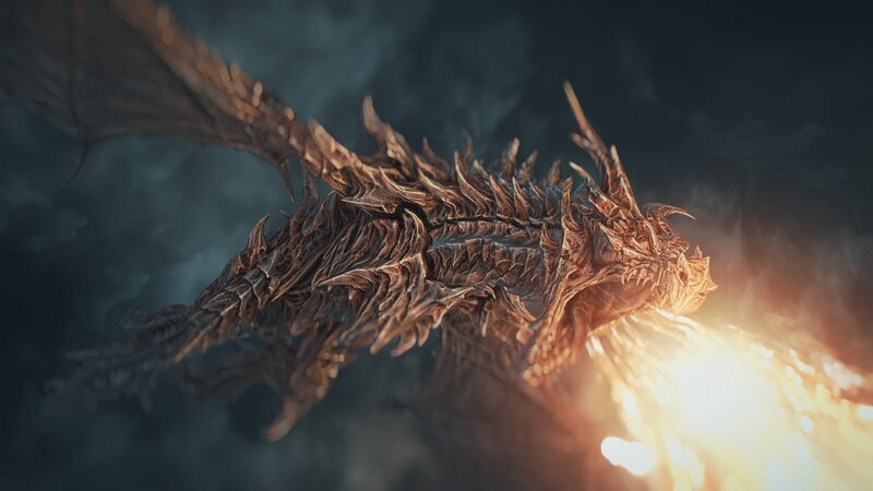 Dragon Breathing Fire — Brown, Dramatic, 3d Render