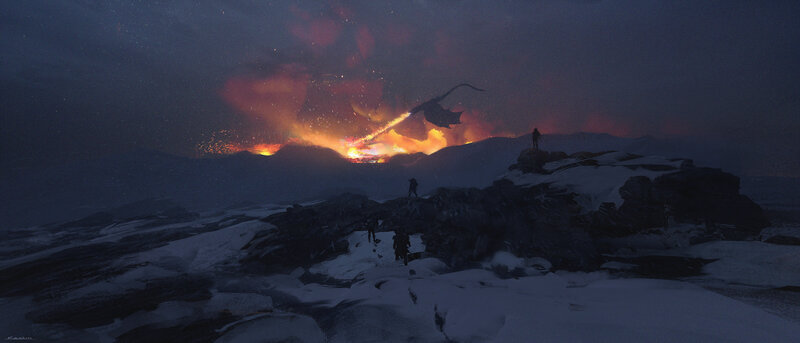Dragon Breathing Fire — Dark Blue
