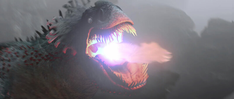 Dragon Breathing Fire — Gray, Dramatic, 3d Render, Fog