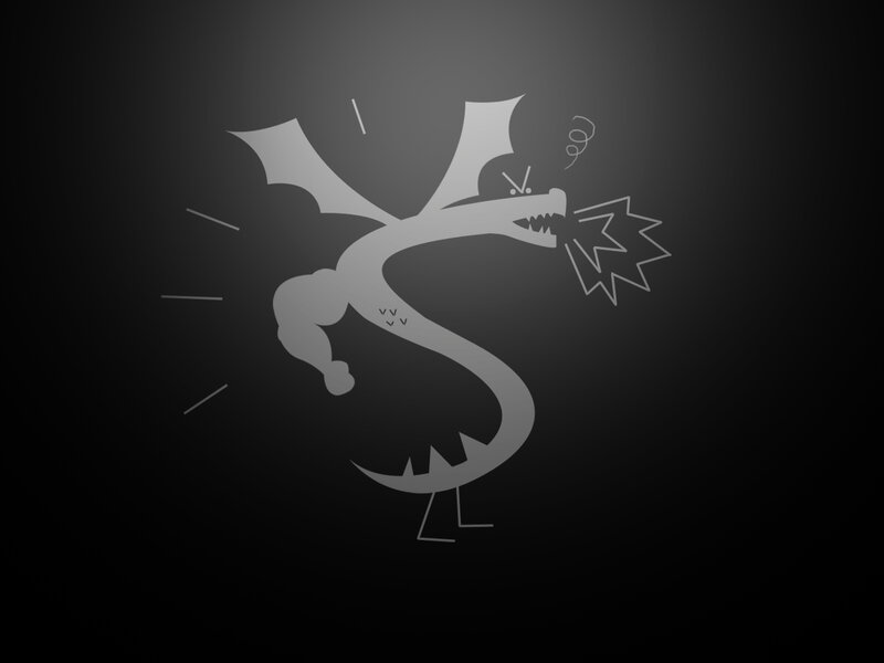 Dragon Breathing Fire — Gray, Dramatic, Vector Art