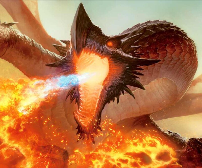 Dragon Breathing Fire — Orange, Dramatic, Digital Art, Flame Breath