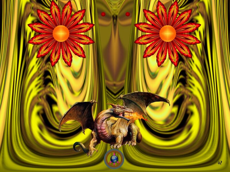 Dragon Breathing Fire — Yellow, Fantastical
