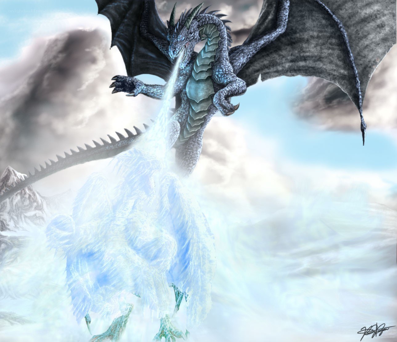 dragon breathing ice breath