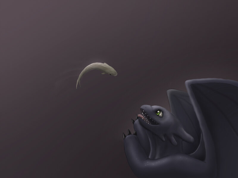 dragon catching a fish