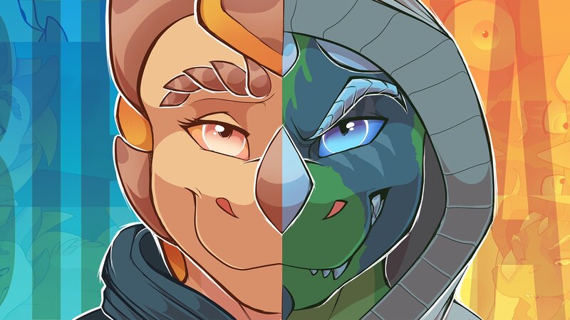 Dragon Character Split Face