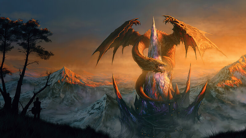 Dragon Coiled Around Spire