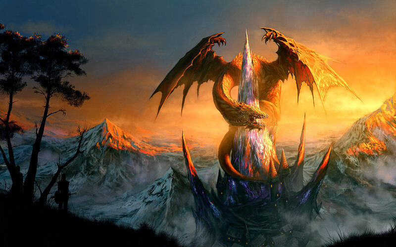 Dragon Coiled Around Tower