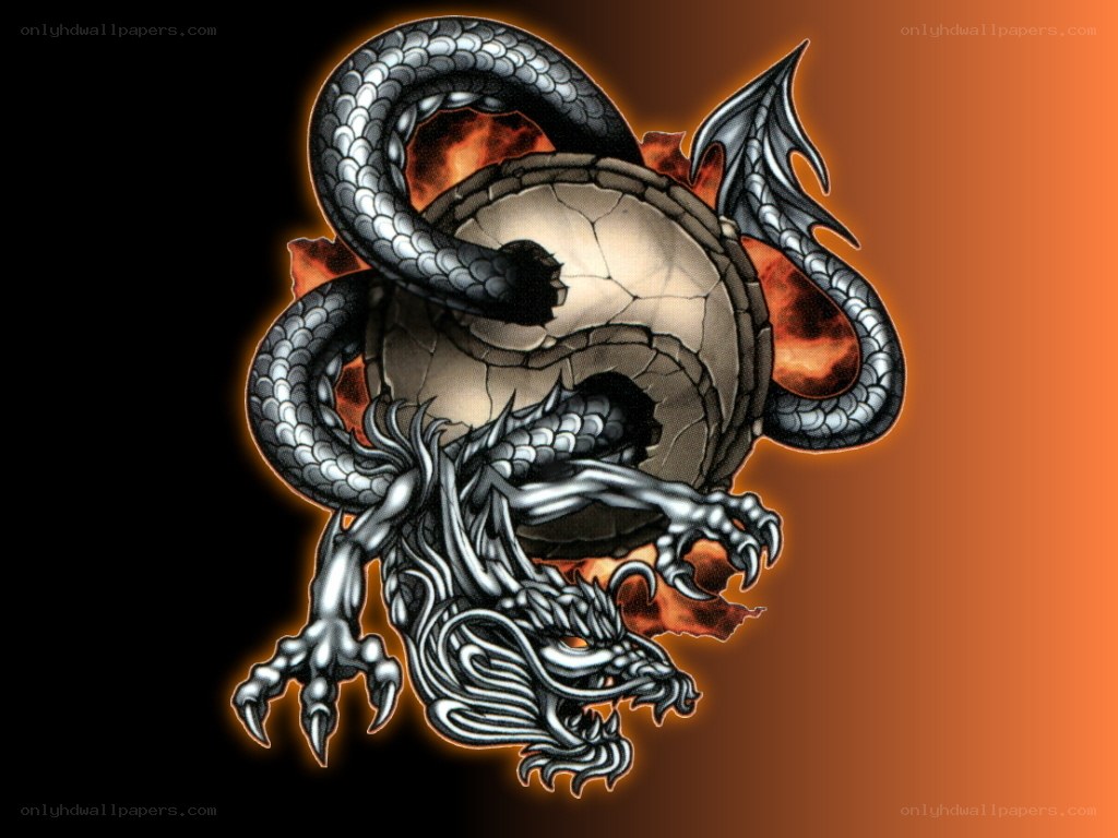 dragon coiled around yin-yang symbol