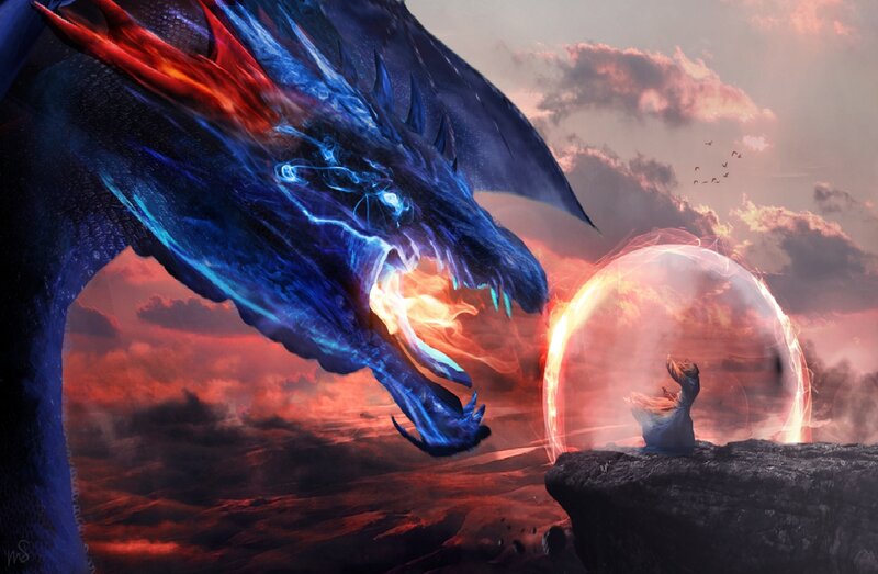 Dragon Confronting Mage