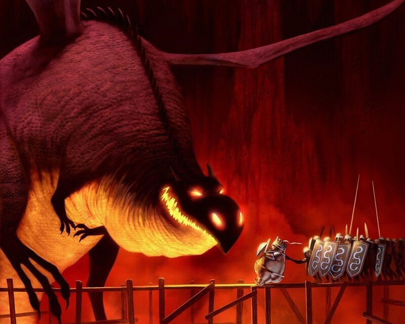 Dragon Confronting Soldiers — Red