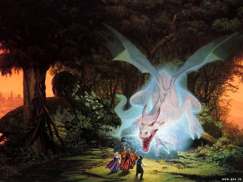 Dragon Confronting Travelers