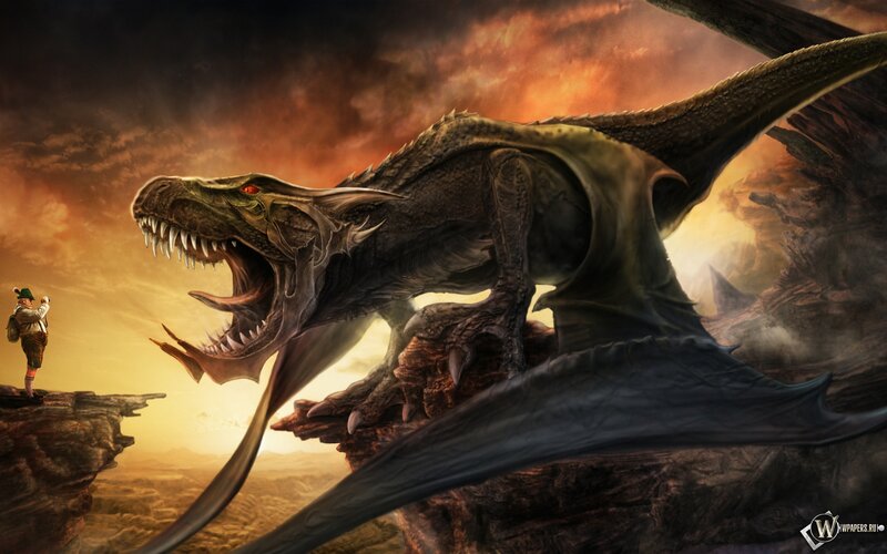 Dragon Confronting Warrior — Orange