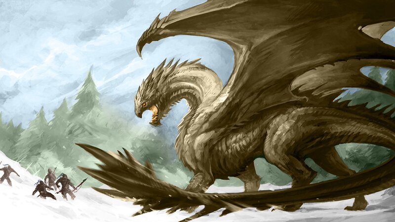 Dragon confronts adventurers