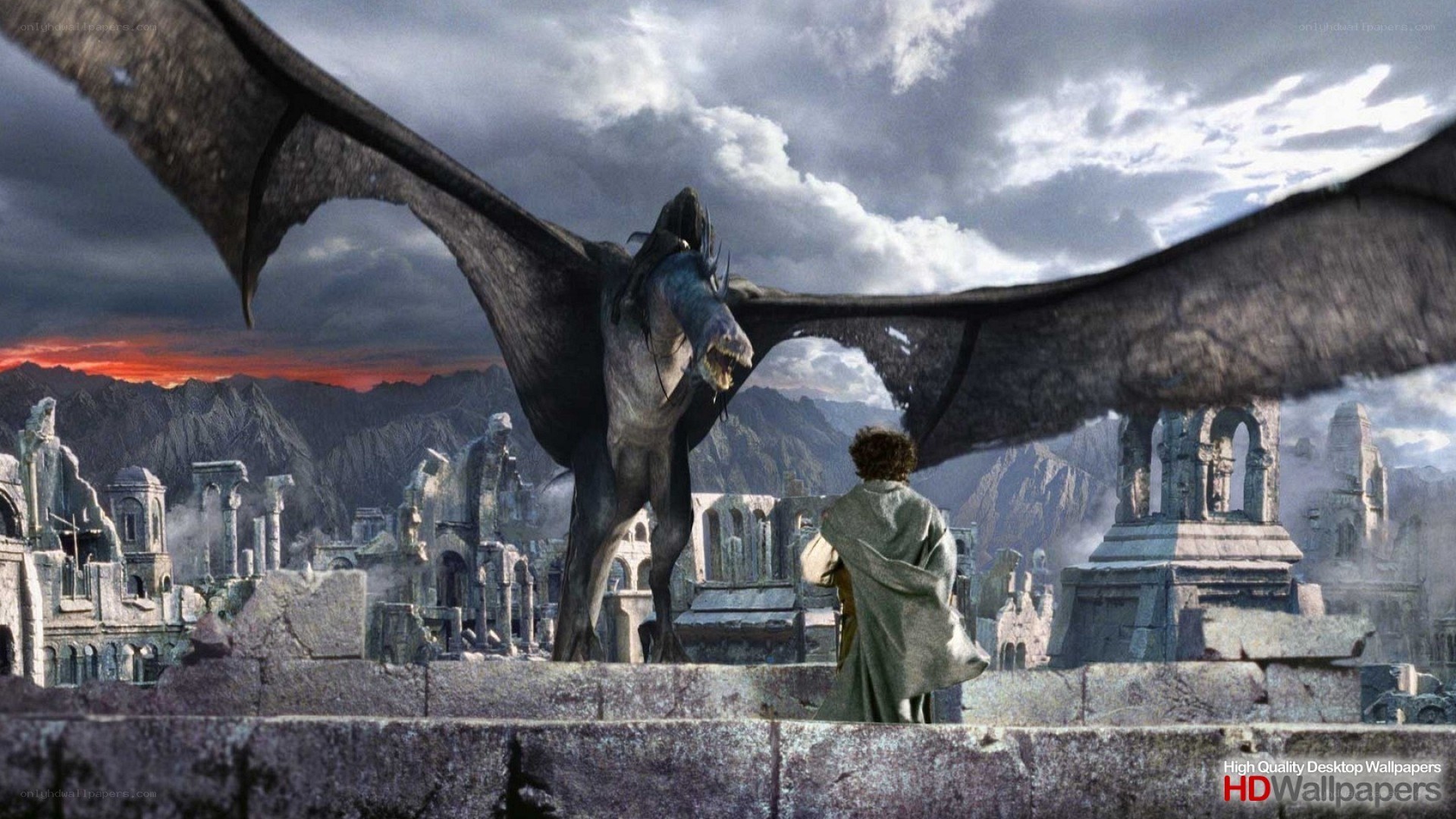 dragon confronts traveler