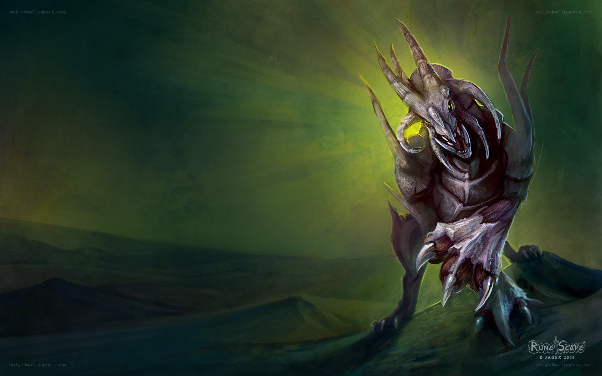 dragon creature in green light