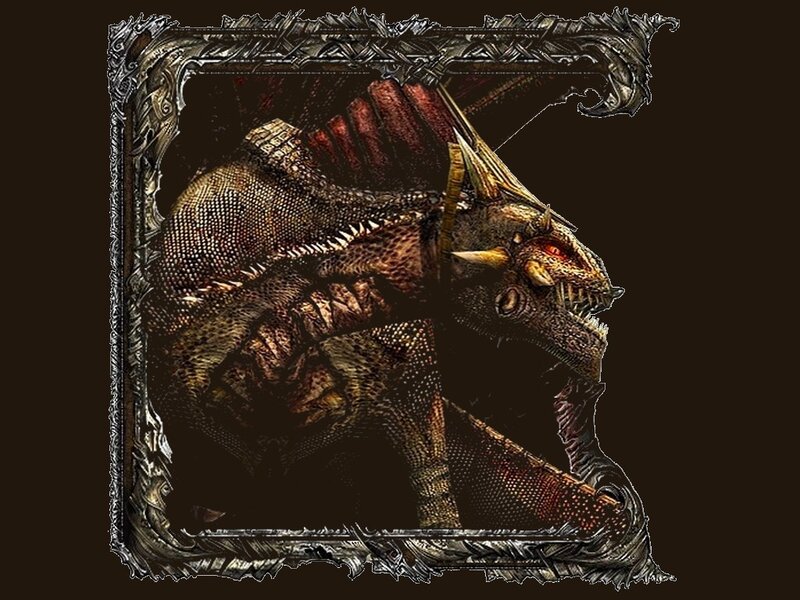 dragon creature in ornate frame