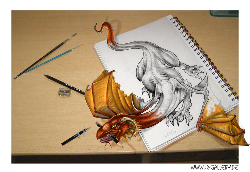 Dragon Drawing on Desk