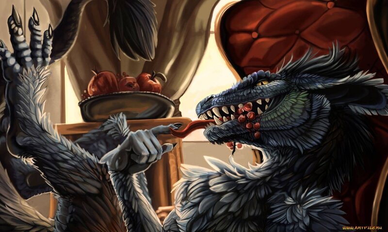 dragon eating apples