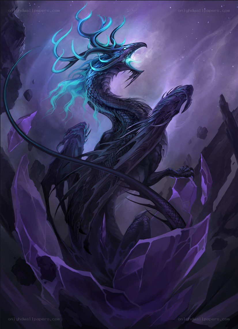 dragon emerging from crystal