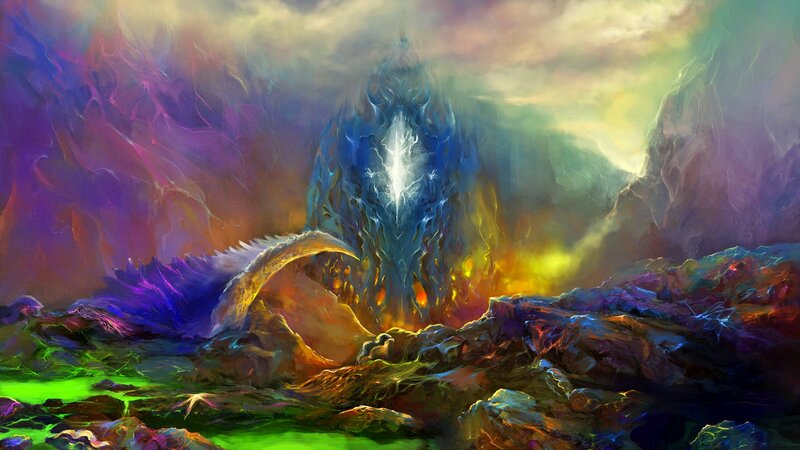 Dragon Emerging from Mountain — Purple