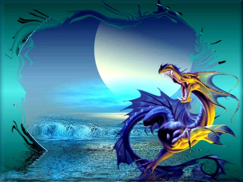 dragon emerging from ocean