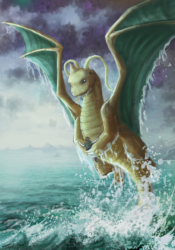 dragon emerging from ocean