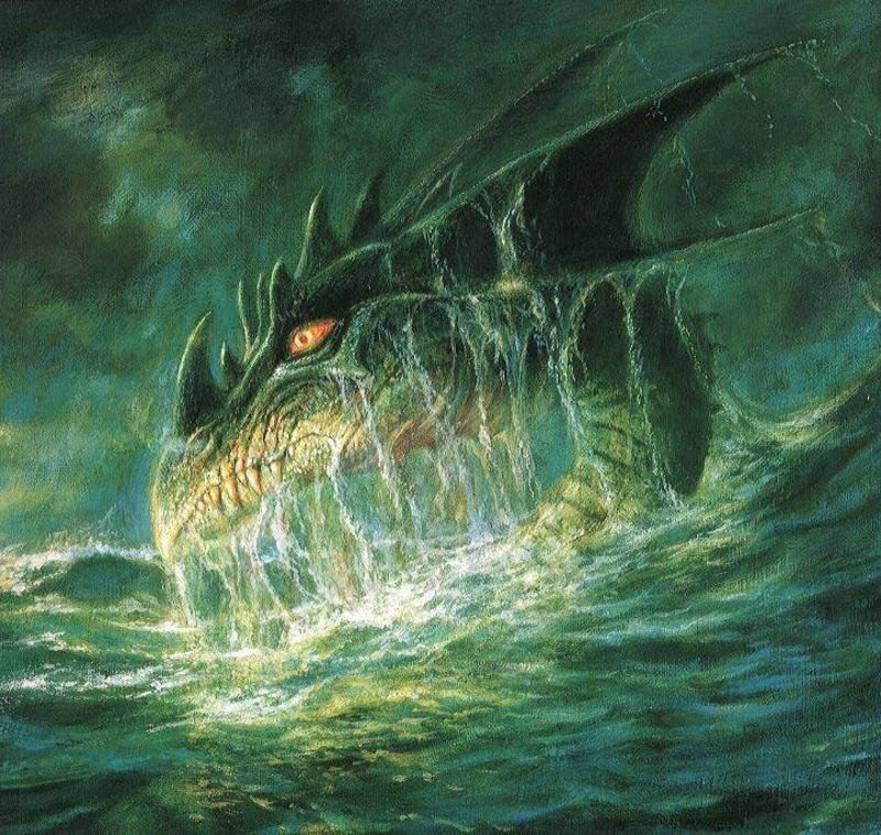 dragon emerging from water