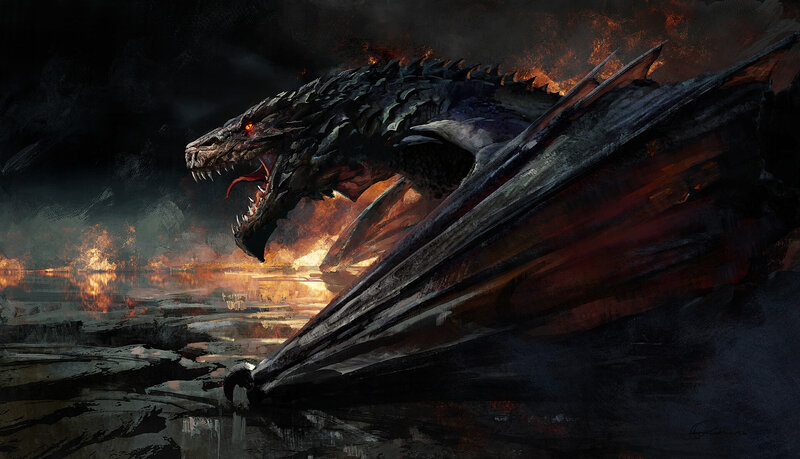 Dragon Emerging from Water — Black, Dramatic