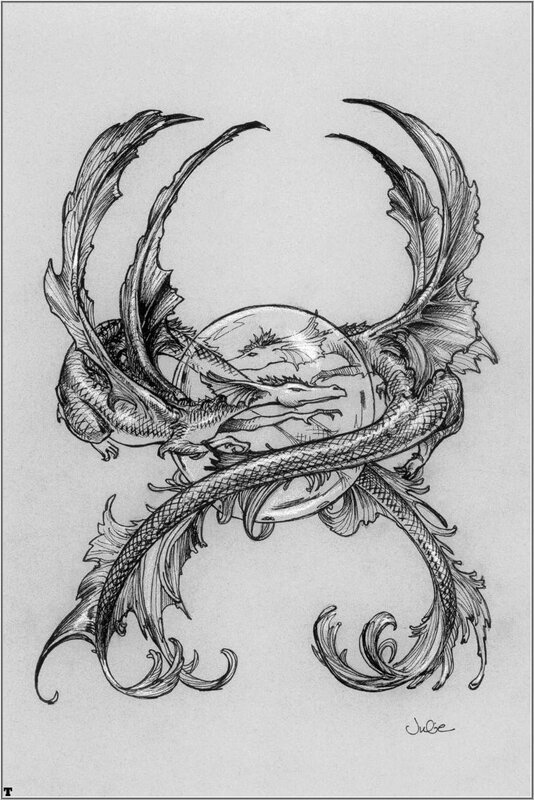 Dragon encircling a crystal ball