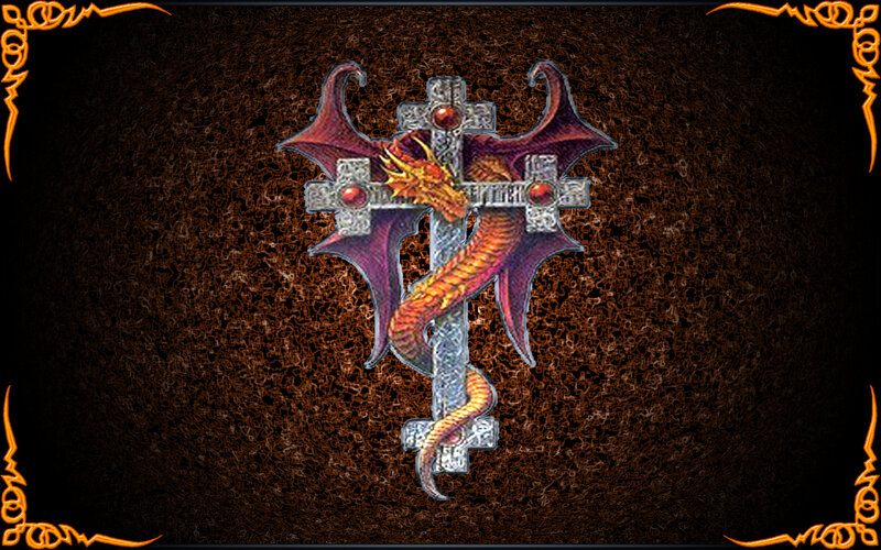 dragon entwined with a cross