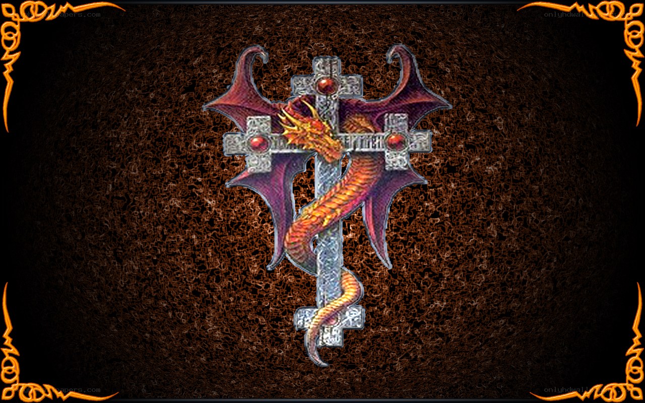 dragon entwined with a cross